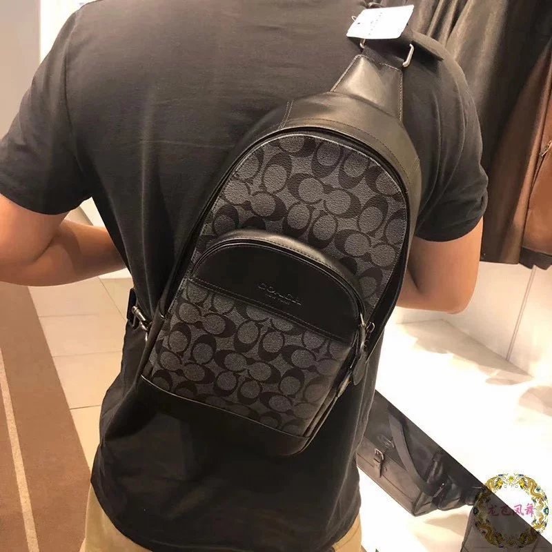 Coach Mens Chest Bag Boy Chest Bag Casual Bag Shoulder Messenger Backpack Large Capacity Boy Chest B