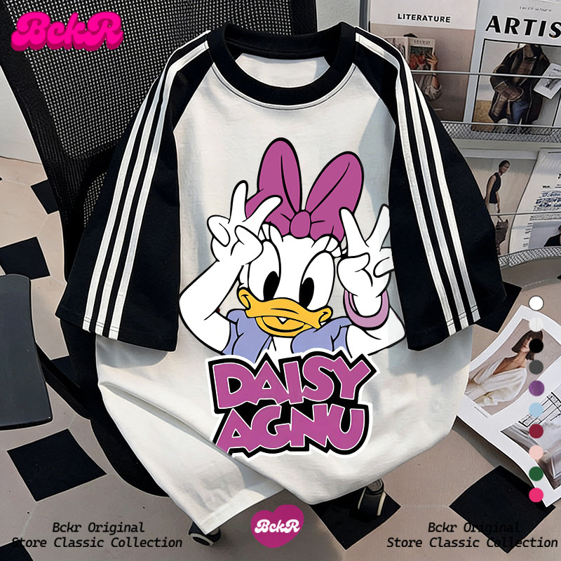【จัดส่งตลอด 24 ชั่วโมง】 BCKR ลายสามแถบ ตัดสี ลวดลายเป็ด คอกลม เสื้อ oversize เสื้อผญ เสื่อยืดYG4542 ราคา ถูกที่สุด ดีลบีเคเค แกลเลอรีภาพที่ 5