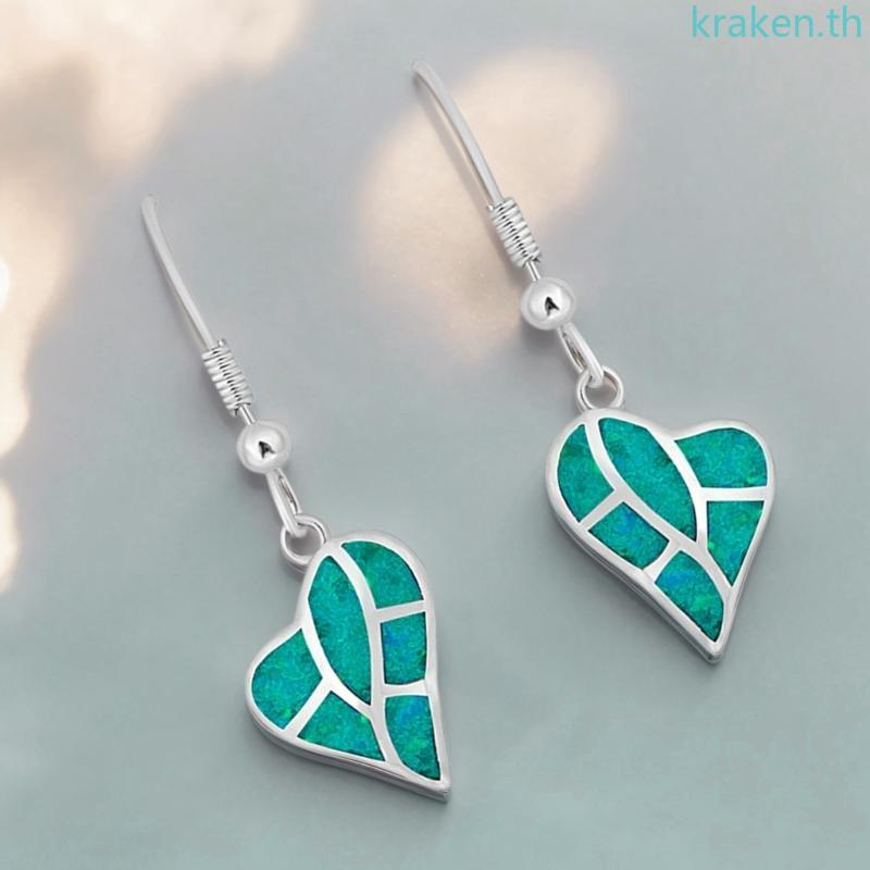 KRA ต่างหูหัวใจหยกไฟ น้ำหนักเบาทOUCHI Valentine's Day