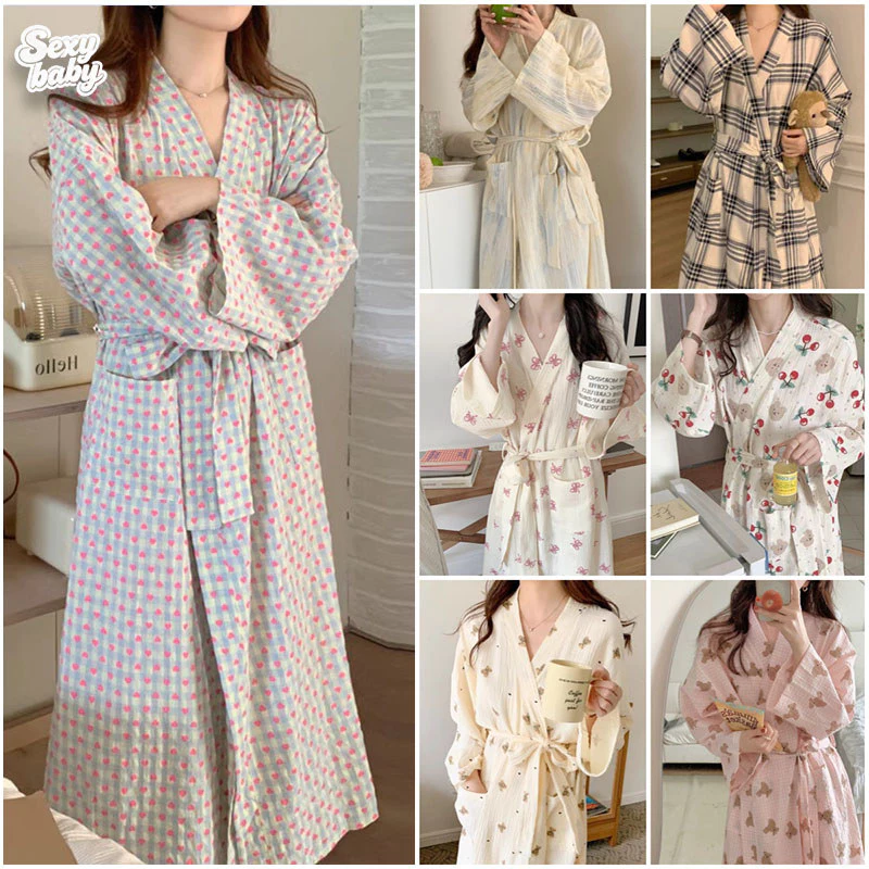 🩷sexy baby🩷แขนยาว ชุดนอนผู้หญิง สไตล์เสื้อคลุมอาบน้ำ ผ้าใส่สบาย รัฟเฟิล ชุดอยู่บ้าน สไตล์หลากหลาย พร้อมส่งจากไทย