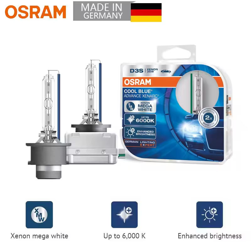 2pcs OSRAM OSRAM HID D3S D1S D2S D4S 6000K12V 35W CBA Xenon ไฟหน้ารถสีขาวพิเศษ Far/Low Beam