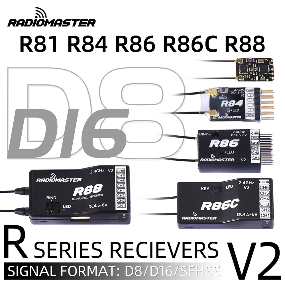 RadioMaster R81 R84 R86 R86C R88 V2 2.4G Nano Receiver, Multiple Options Compatible with FrSky for R