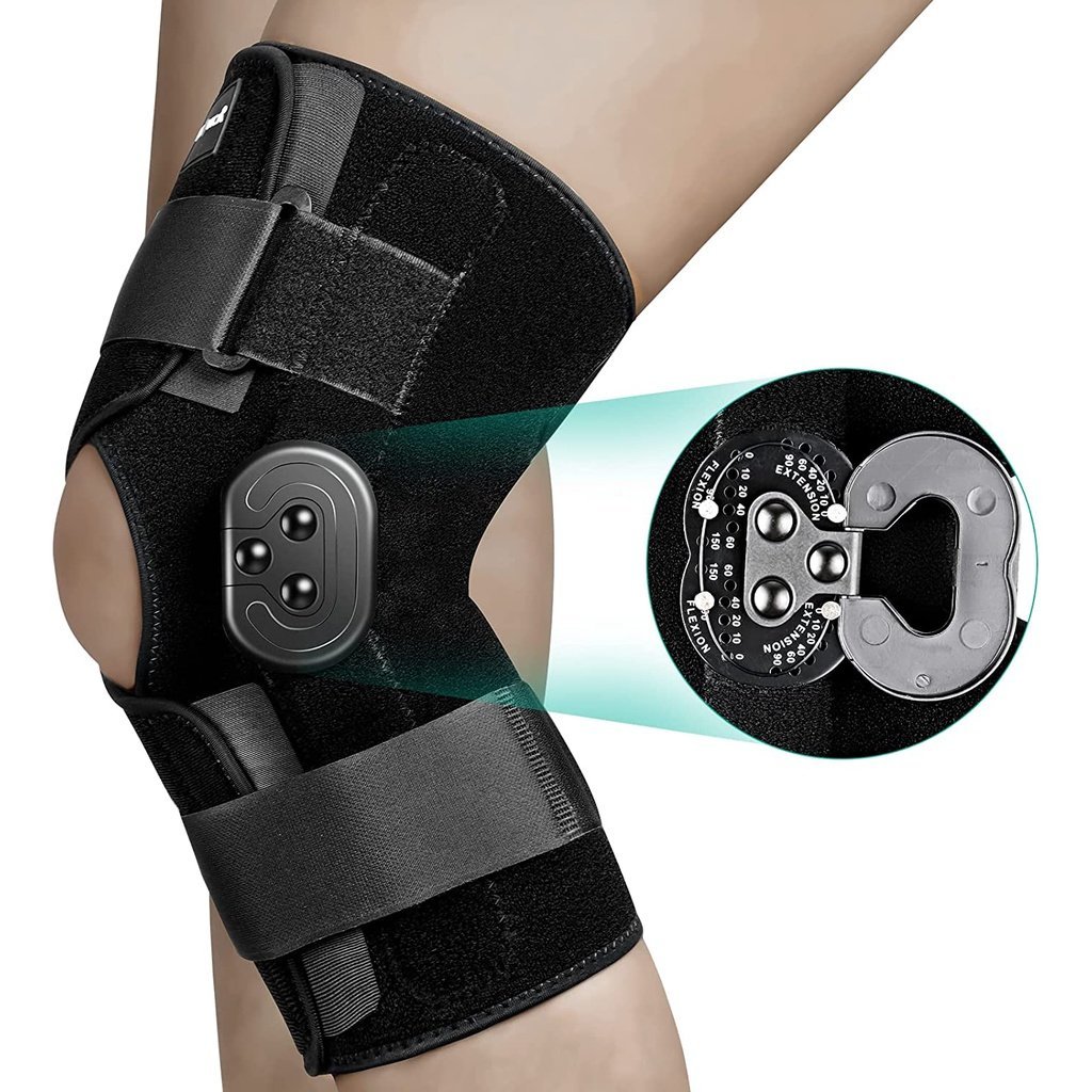 NEENCA Hinged Knee Brace Adjustable Knee Support with Side Stabilizers of Locking Dials for Knee Pai