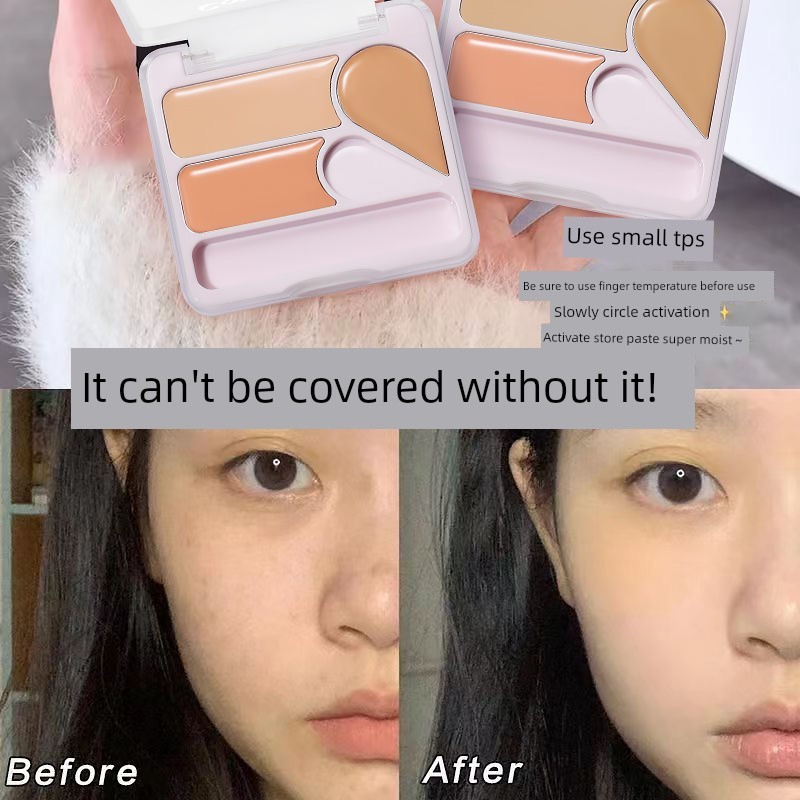 concealer คอนซีลเลอร์ Novo Tricolor คอนซีลเลอร์ Palette Cover Spots Face Dark Circles รอยสิว Brighte