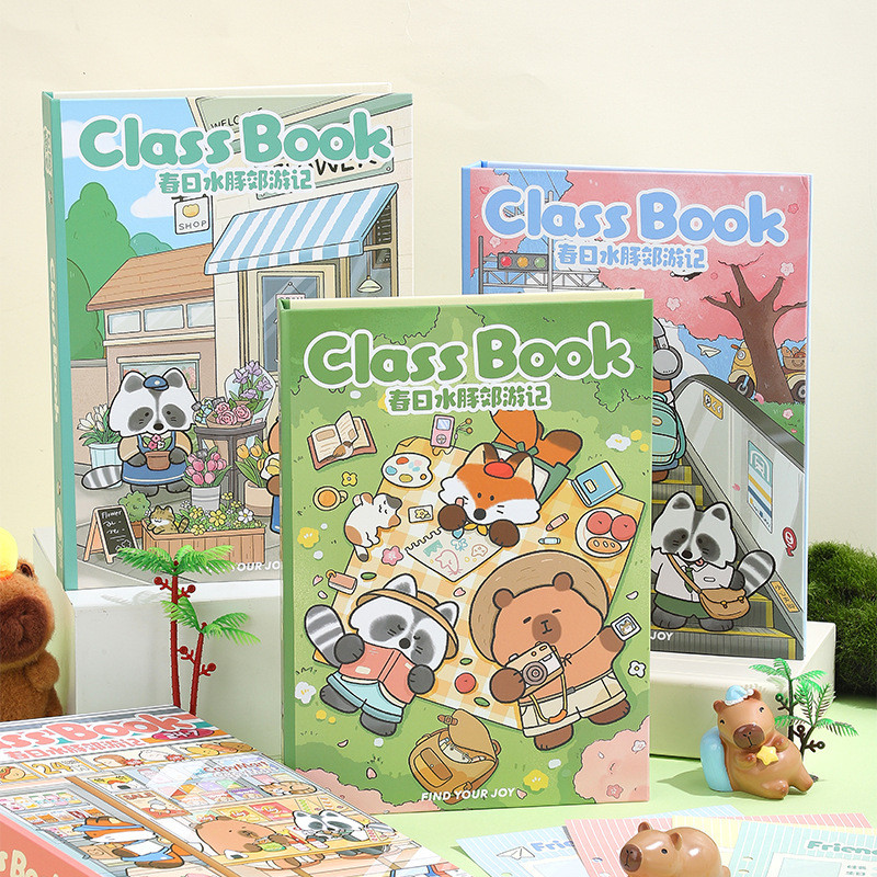 Square Island Spring Capybara Outing Series น่ารัก Capybara นักเรียนประถม Leave ข้อความเพื่อนร่วมชั้