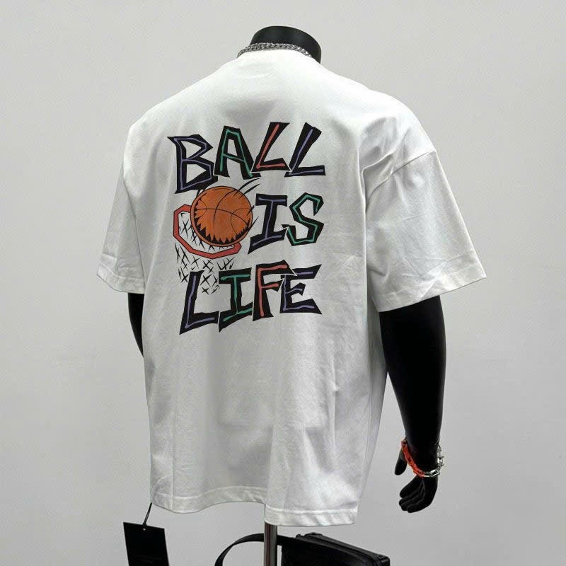 COD (จัดส่งภายใน 24 ชั่วโมง)MIEMIE เสื้อยืดบาสเก็ตบอล Ball Is Life สําหรับผู้ชายและผู้หญิง3 DT590