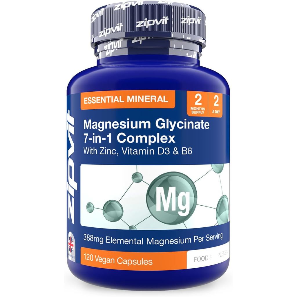 Zipvit Magnesium Glycinate 7-in-1 Complex, 1800mg พร้อมธาตุ 388mg, ดูดซึมสูงด้วย Bisglycinate, Malat