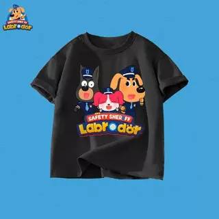 [COD]XK2 พร้อมส่ง เสื้อยืดเด็ก นายอำเภอลาบราดอร์ Sheriff Labrador Kid‘T-shirt พิมพ์ลาย แขนสั้นท็อปส์+New เสื้อผ้าเด็ก