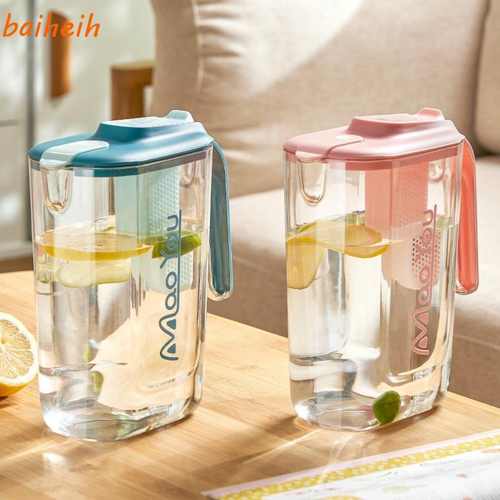 BAIHEIH ขวดน้ํา,พร้อมที่กรองชา เหยือกน้ําเย็นความจุขนาดใหญ่, 2200ml ABS Carafe ฤดูร้อน
