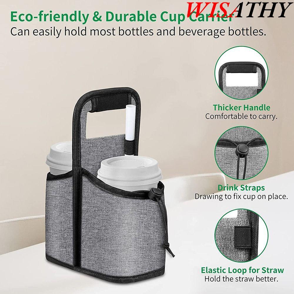 WIYHY Cup Drink Carrier, กันน้ํานํากลับมาใช้ใหม่ได้ถ้วยกาแฟ,เปลี่ยนแบบพกพา Cup Tote Bag