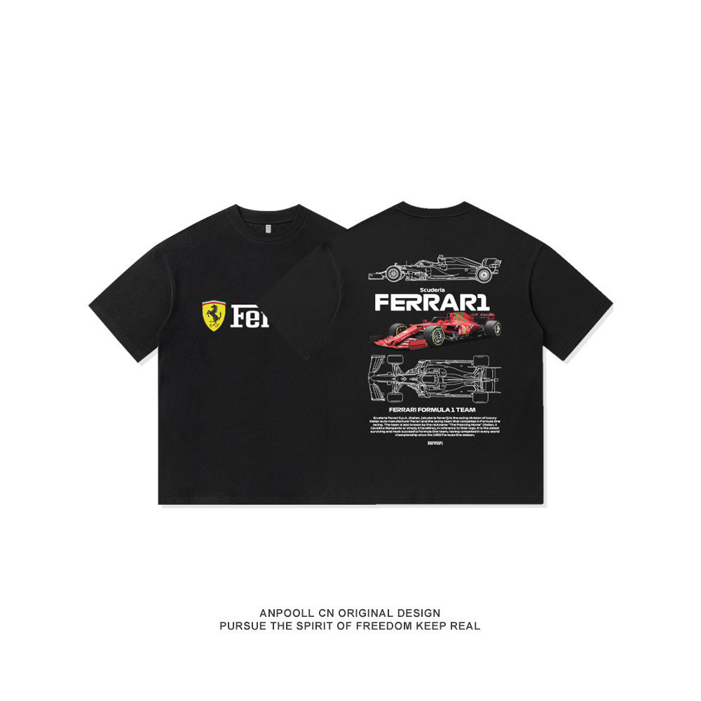 👕【Hot-selling T-shirts】 F1 Ferrari Team Competition Car Uniform Printed American Pure Cotton Short-S