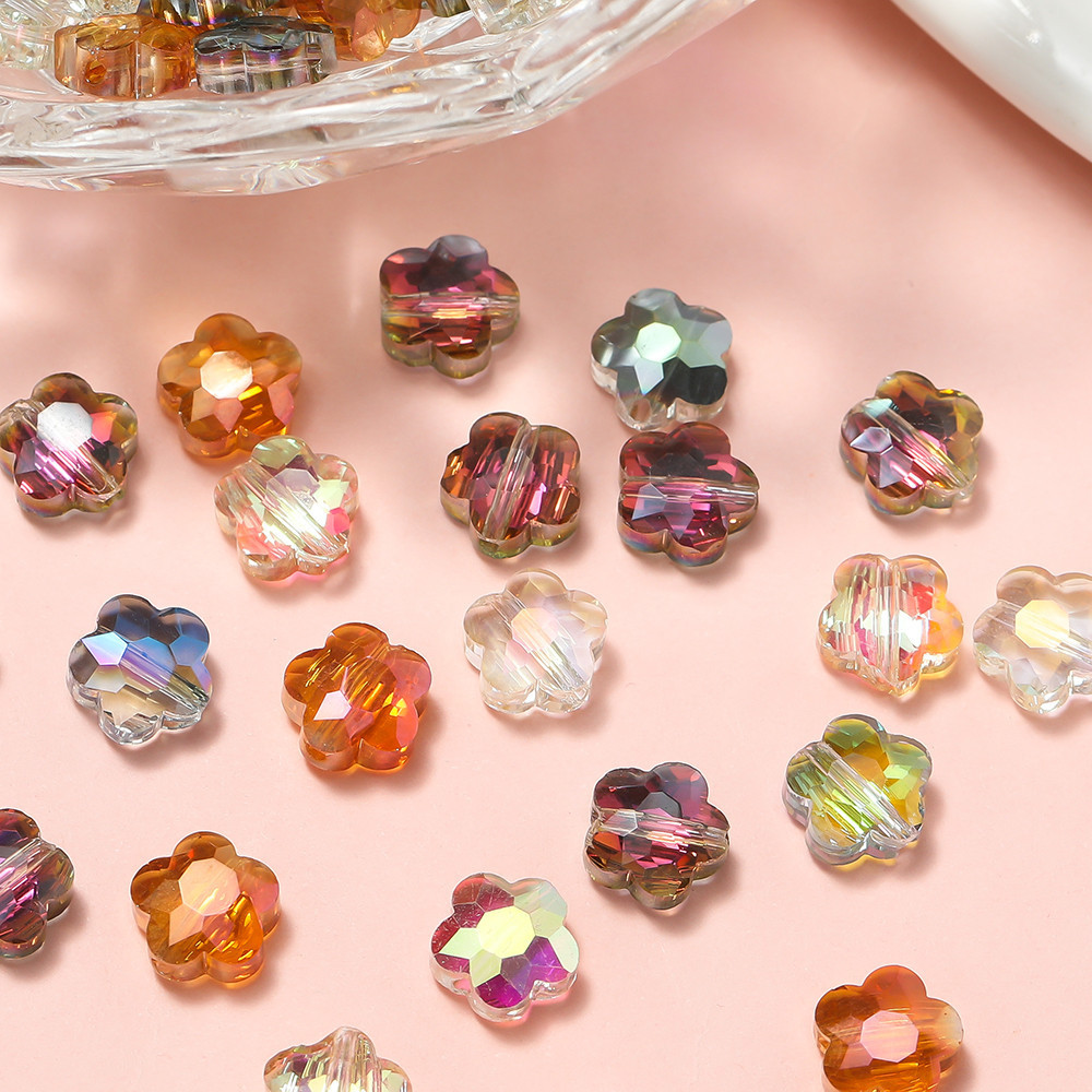 St. kunkka 10 ชิ้นคริสตัลดอกไม้แก้วคริสตัลลูกปัดลูกปัดดอกไม้สําหรับสร้อยข้อมือ DIY สร้อยคอทํา