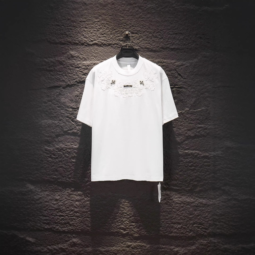 ZXW1 Chrome Hearts Summer distressed appliqué embroidered hardware couple's short-sleeve shirt T Shi