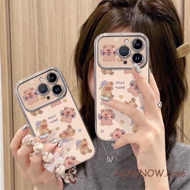 สําหรับ IPhone 16 15 14 13 12 11 Pro Max X XR XS Max 7 8 Plus น่ารักการ์ตูนตุ๊กตาหมี big window เคสโ