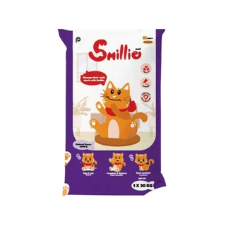 Smillie สไมล์ลี่ เม็ดแมว กินง่าย ยกกกระสอบ ลดความเค็ม อาหารแมว แบบเม็ด แมวโต ยกกกระสอบ 20kg