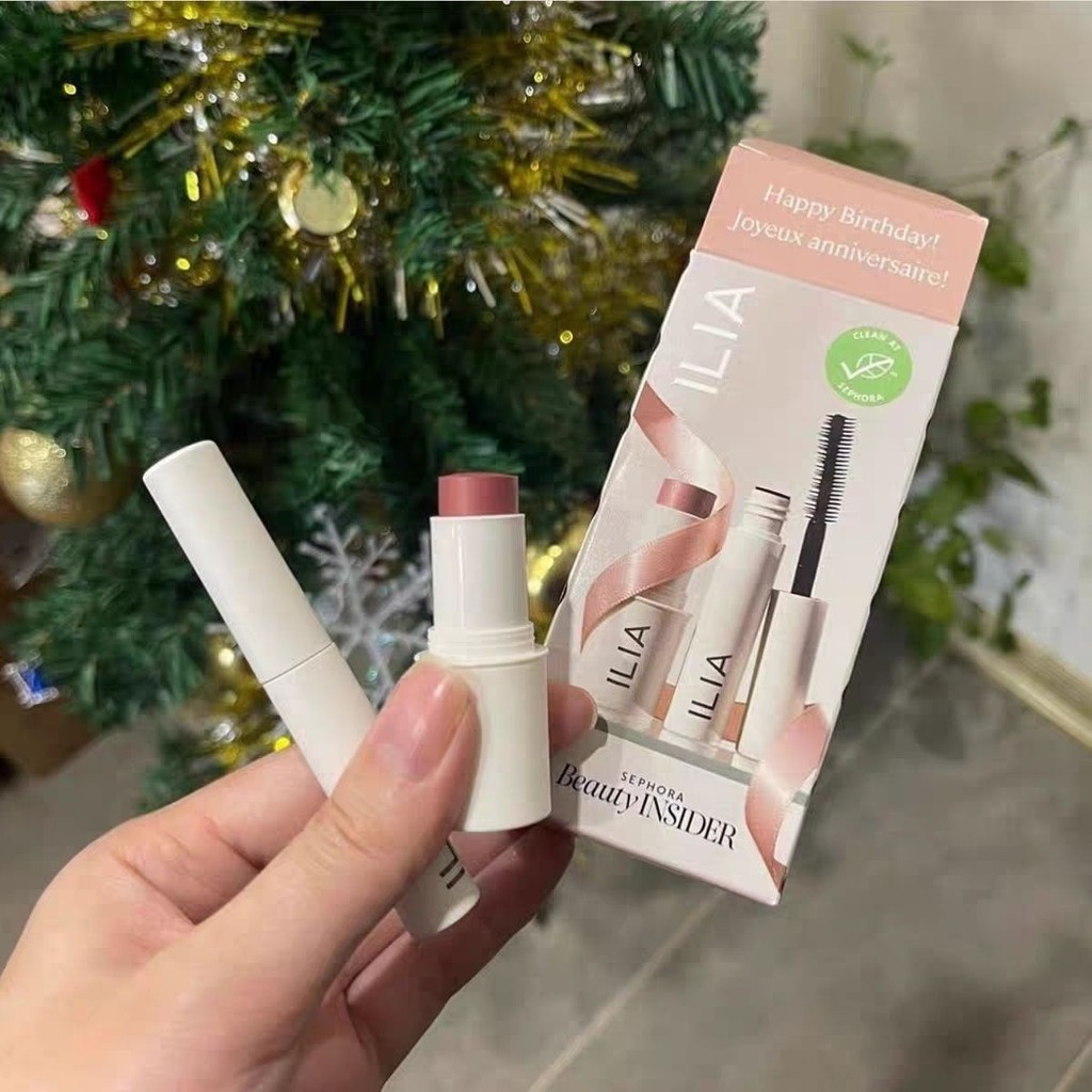 ILIA Multi-Purpose Lip Cheek Dual-Use Makeup Stick Blush Cream ลิปสติกที่ last 2.5g มาสคาร่า 3g Set 