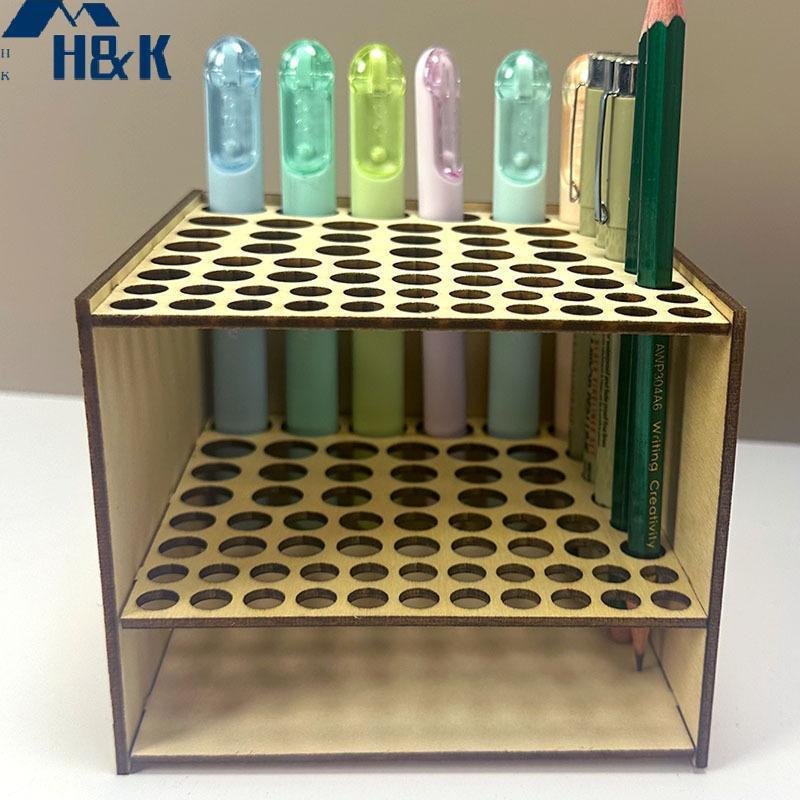 [H&K] 1 ชุด 67-Slot พรีเมี่ยม Double-layer ทนทานศิลปินโต๊ะ Organizer แปรงไม้ผู้ถือแปรงทาสีดินสอ Art 