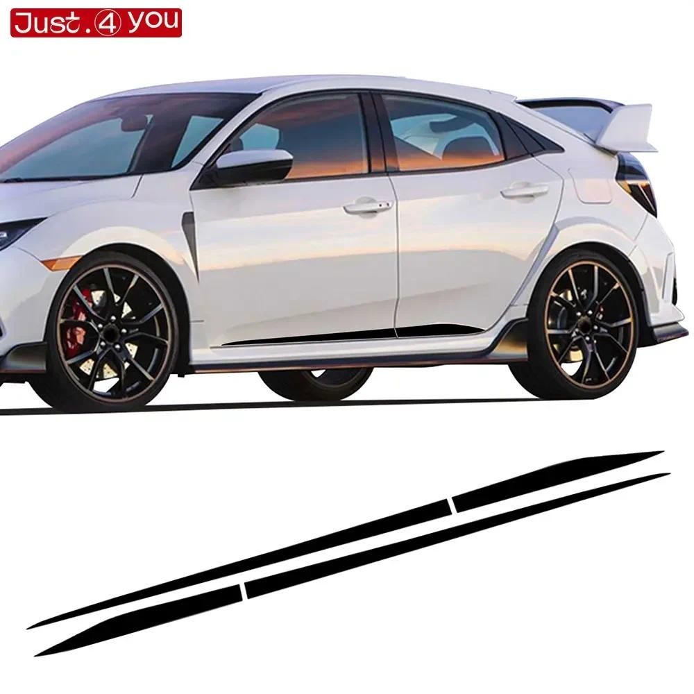 2PCS รถด้านข้างสติกเกอร์สําหรับ Honda Civic FC1 FC2 FC5 FK4 FK7 FK8 ROCKER PANEL STRIPES DECALS อุปก