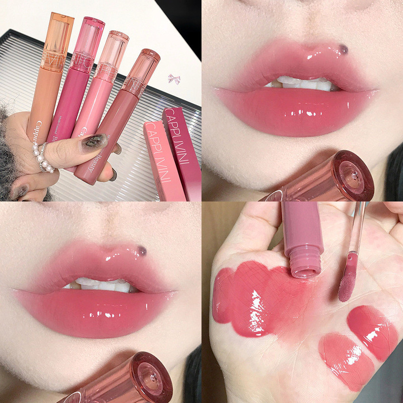 Cappuvini Beauty Juice Lip Glaze Gummy Jelly Mirror Water Gloss Lip Glaze ลิปสติกหญิงแต่งหน้า