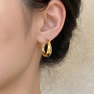 COD-ในไทย💖𝑆𝑖𝑙𝑣𝑒𝑟 92.5% ต่างหูก้านเงินแท้ ต่างหูห่วงทองสายฝอ ย้อนยุค ระดับไฮเอนด์สไตล์หรูหราแสงสำหรับผู้หญิงเครื่องประดับ