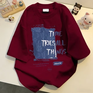 【จัดส่งตลอด 24 ชั่วโมง】NFV สไตล์เกาหลี เสื้อยืด ลวดลายแฟชั่น Oversized สะดวกสบาย ระบายอากาศ ผ้าฝ้าย YG563