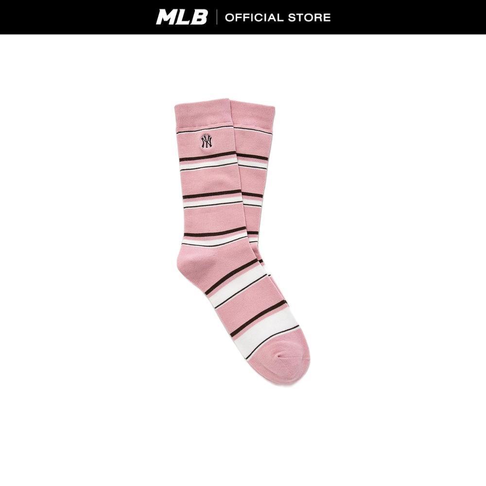 MLB ถุงเท้า ยูนิเซ็กซ์ Color Stripe High Socks รุ่น 3ASOH016N 50PKS สีชมพู