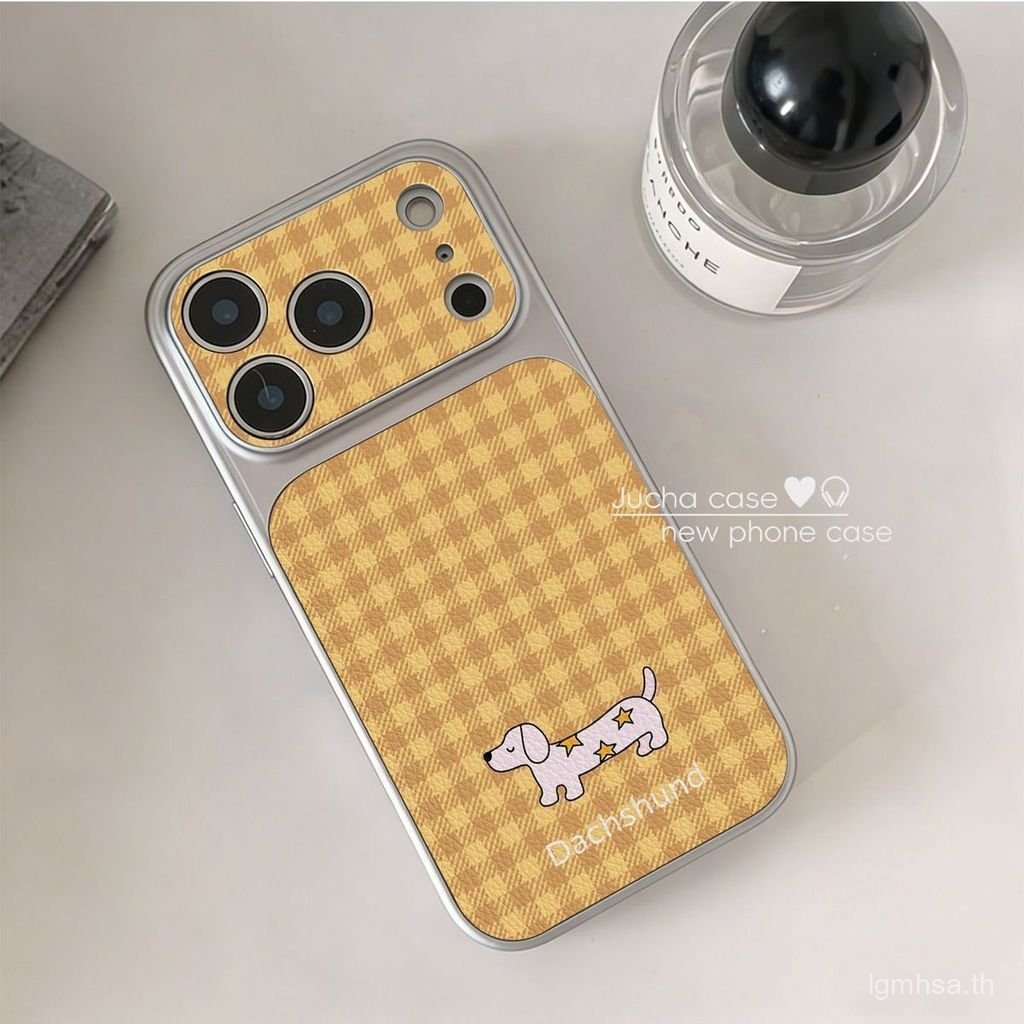 พรีเมี่ยมElectroplatingเคสโทรศัพท์หนังรูปแบบลายสก๊อตStar DogเหมาะสําหรับiPhone 16promax 15promax 16 