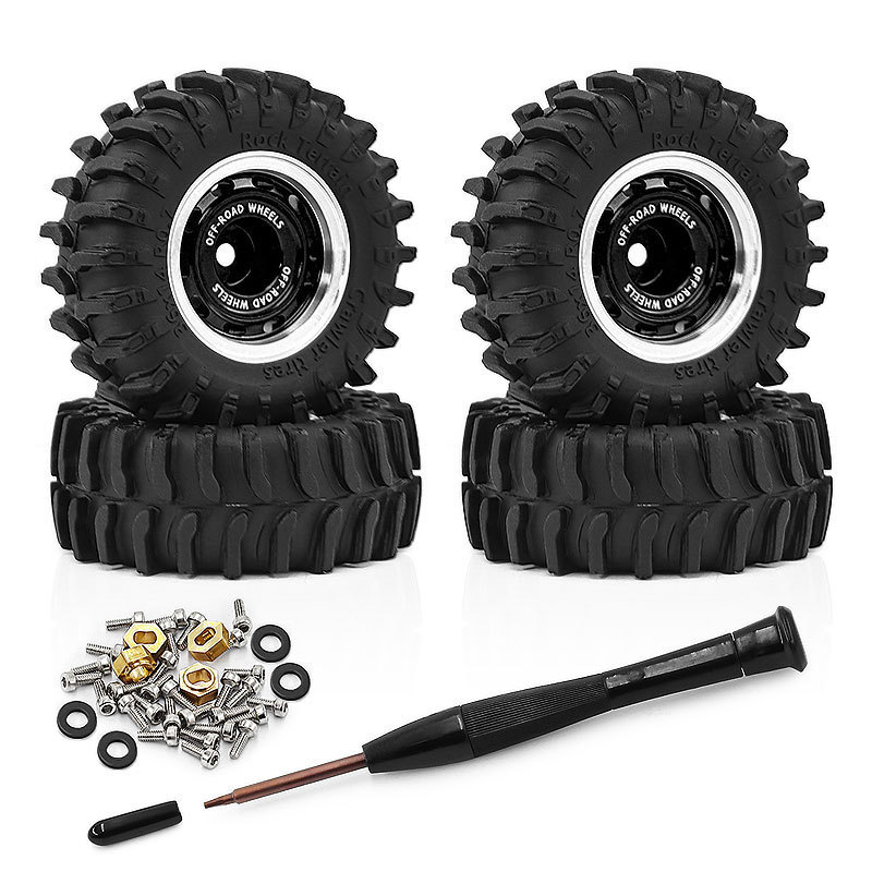 4pcs 0.7 นิ้ว 5 มม.Hex RC Crawler ยางและล้อชุด 3614 มม.สําหรับ 1/30 Scale Axial SCX30