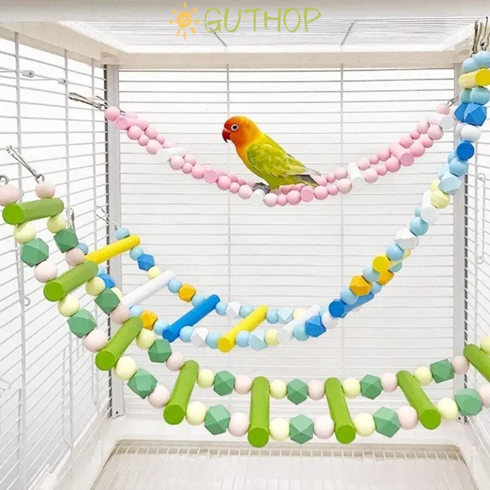 กุตฮอป สะพานชิงช้า,ไม้ที่มีสีสันปีนบันไดของเล่น,บันได6และ8ขั้นตอนบันไดแขวนนกปีนของเล่นสําหรับนกแก้วค็อกคาเทล