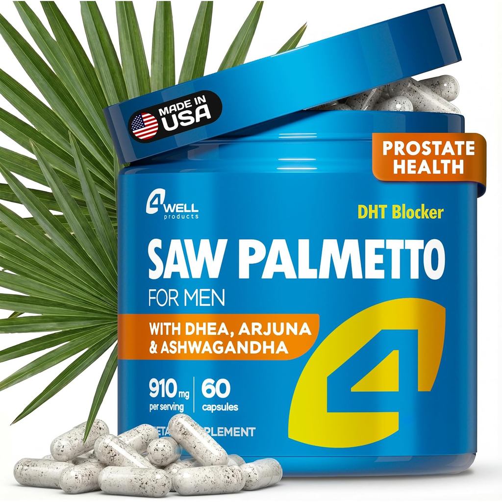 4Well Products Saw Palmetto for Men & Prostate Health peoplements with Arjuna Extract - Advanced For