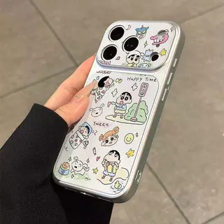 เคสโทรศัพท์ลายชินจังเครยอน ใช้ได้กับ iPhone 13/11/12/17/14/15 Pro Max/16 Pro/15 Plus ทำจากหนังแท้คุณภาพสูง กันกระแทกได้