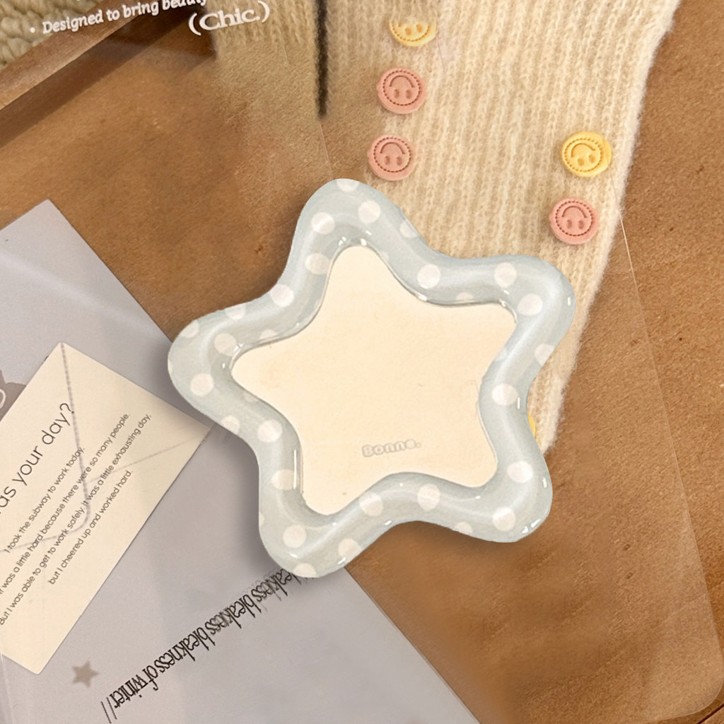 Blue Polka Dot Star Mirror Bracket เหมาะสําหรับสติกเกอร์ด้านหลังแบบพับเก็บได้มัลติฟังก์ชั่นพับ Epoxy