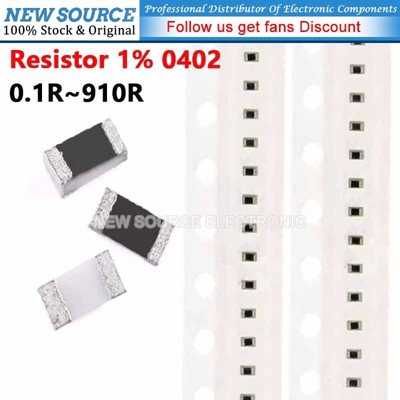 [100 ชิ้น] 0402 ตัวต้านทาน SMD 1% 1/16W 0.1R 910R 0R 0.2R 0.5R 1R 2.2R 4.7R 5.1R 47R 22R 33R 100R 33