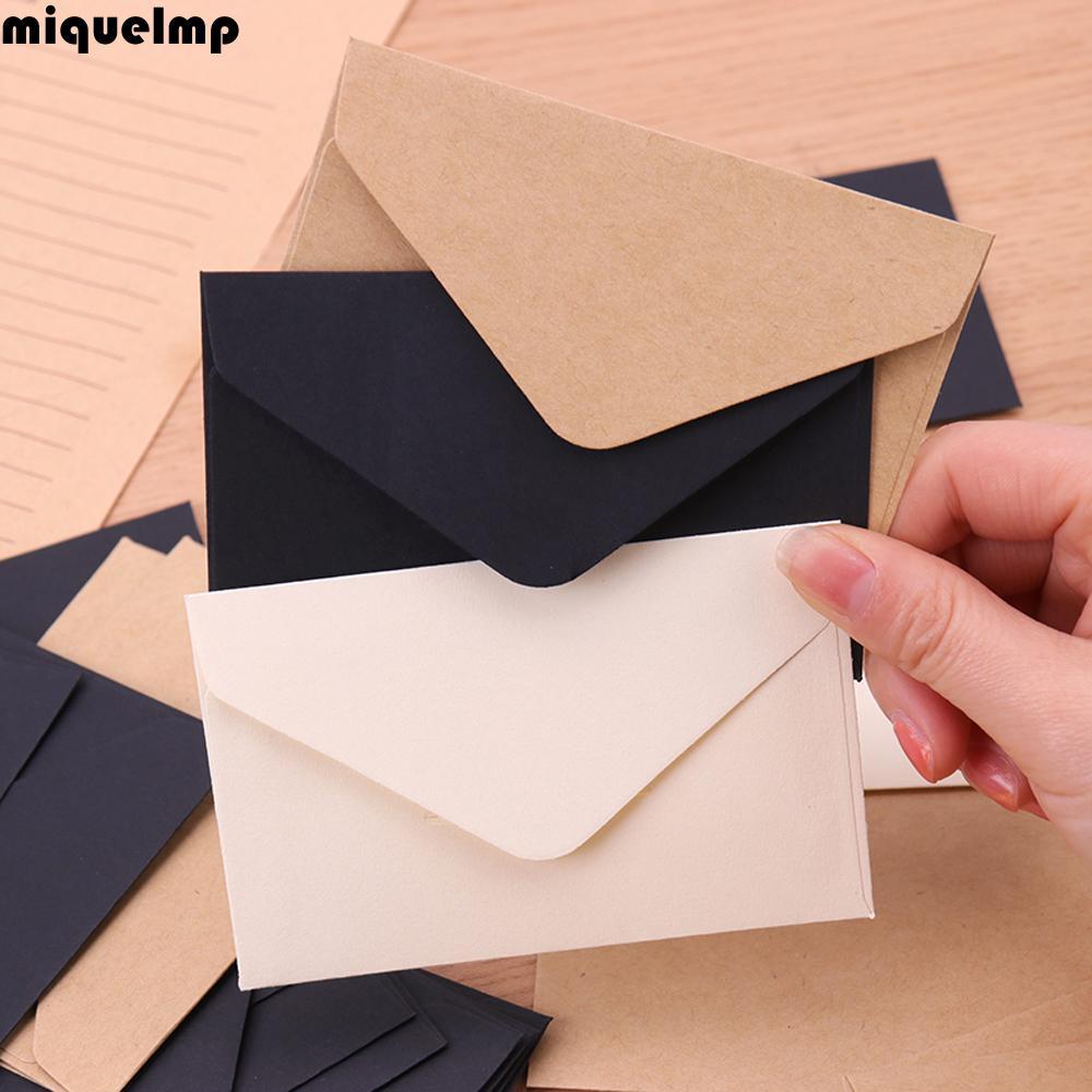 MIQUEL กระดาษซองจดหมายสีดําเครื่องเขียนคลาสสิกการ์ดข้อความกระดาษคราฟท์เปล่าสีขาวสําหรับตัวอักษร
