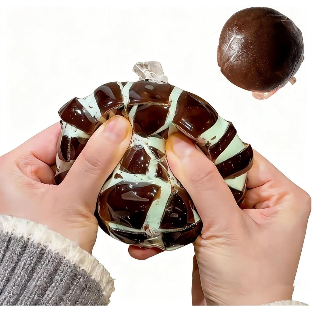 Crunchy Squishy Stress Ball,ช็อกโกแลตกรอบราได้ Crunchy Stress Ball,น้ําแข็งผิวFidget Sensoryของเล่น,Anxietyบรรเทาอาหาร ราคา ถูกที่สุด ดีลบีเคเค