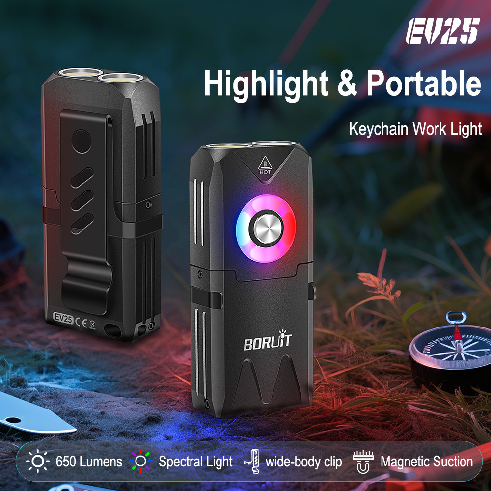 พวงกุญแจไฟฉาย BORUIT EV25 ส่องสว่าง 650 lumens ชาร์จ USB-C และมีแม่เหล็ก