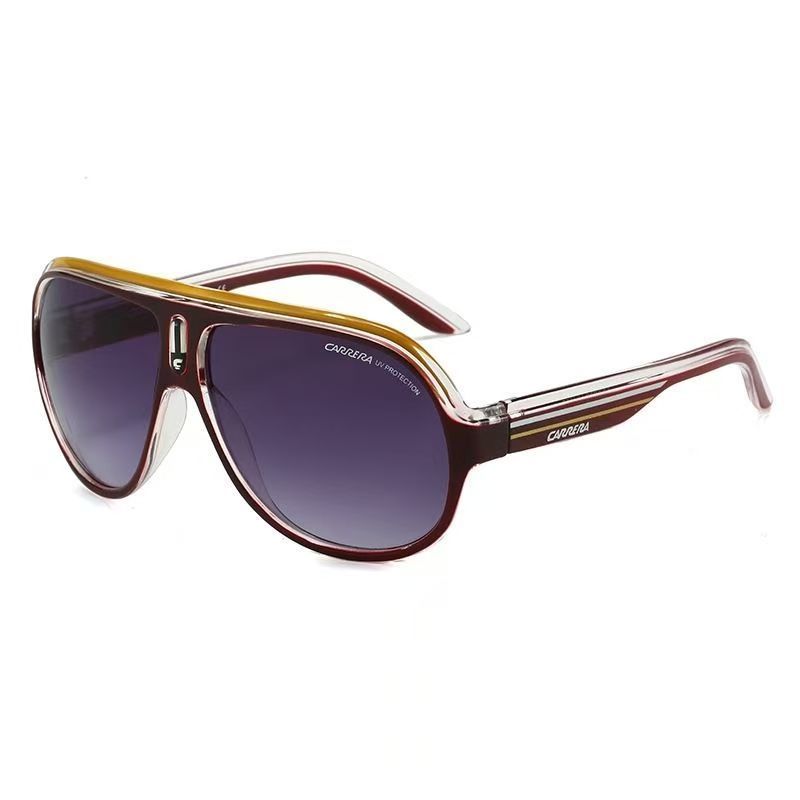 ใหม่แฟชั่นแว่นตากันแดด Carrera สําหรับผู้หญิงและผู้ชาย,แว่นตาปั่นจักรยานย้อนยุคกรอบใหญ่พร้อม UV400 Protectio
