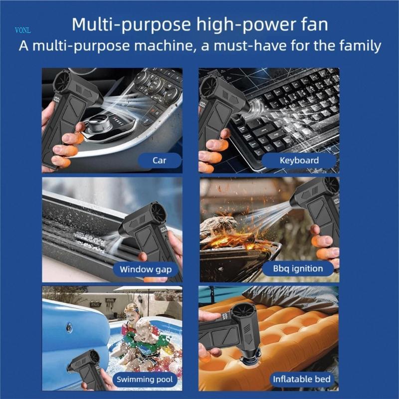 Vonl ความเร็วพัดลมมือถือแบบชาร์จไฟได้ 4000mAh 100000 รวม LED RPM