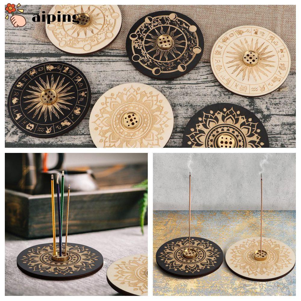 AIPING ที่วางธูป, ห้องไม้อุปกรณ์เสริมกลิ่นหอมขาตั้งอโรมา, 10 ซม. 9 หลุมที่แตกต่างกัน Burner ธูปผู้ถืออุปกรณ์บ้าน