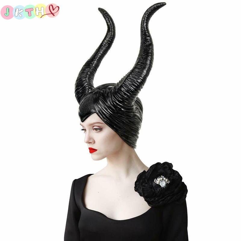 JKTH ฮาโลวีนหมวก Horns คอสเพลย์ Maleficent Evil Queen Headpiece Headwear เครื่องแต่งกาย JKK