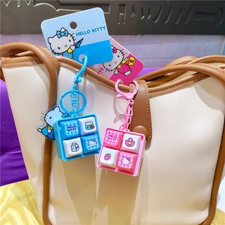 Hello kitty ใหม่การ์ตูน Fidget พวงกุญแจ DIY คีย์บอร์ดปุ่มนิ้วมือคีย์บอร์ดหมวกบรรเทาความเครียด Keycap Pinch ของเล่น