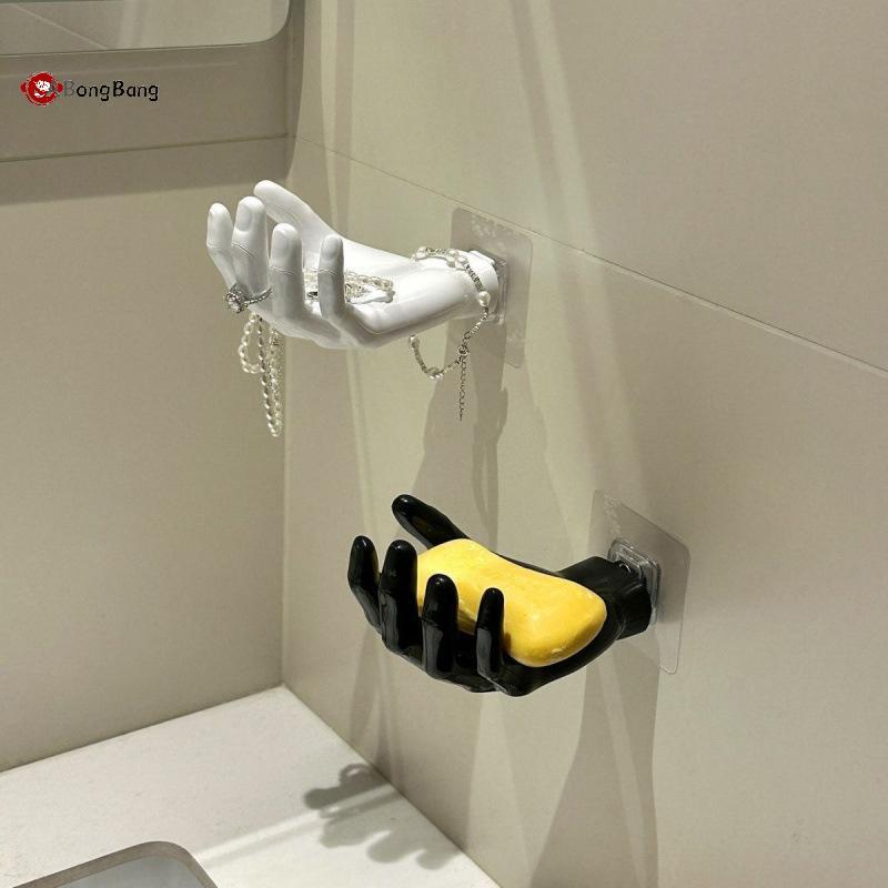 ABongBang เรซิ่นแขวนผนัง Self กาว Hand Shape Hanger Hook ไม่มีเจาะปาล์มรูป Hook ติดผนังมัลติฟังก์ชั่นสําหรับ Home Office Nice