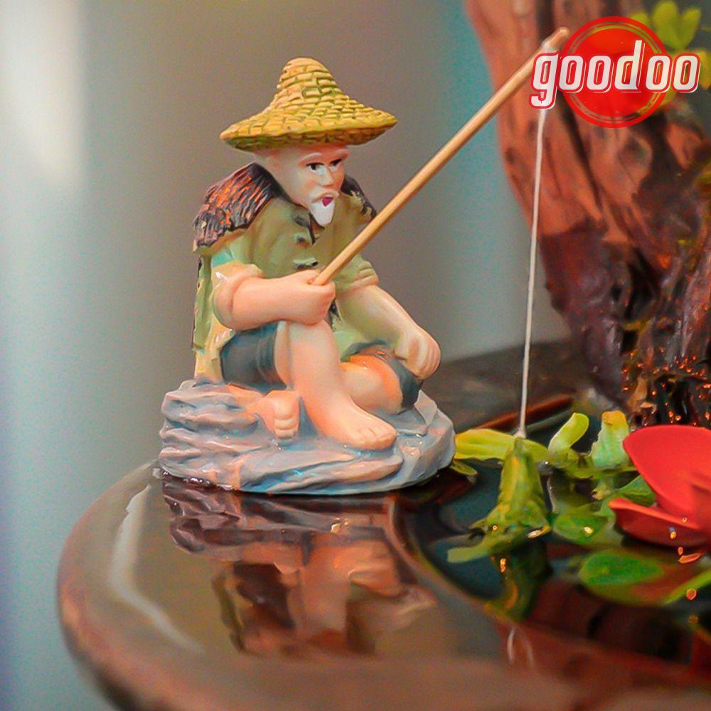 [GOODO] ตกปลา Jiang Tai Gong, PVC Aquascape ตกแต่ง Old Man อุปกรณ์ตกปลา, DIY Miniature Fish Tank ตกแต่ง Rockery ภูมิทัศน์เครื่องประดับ