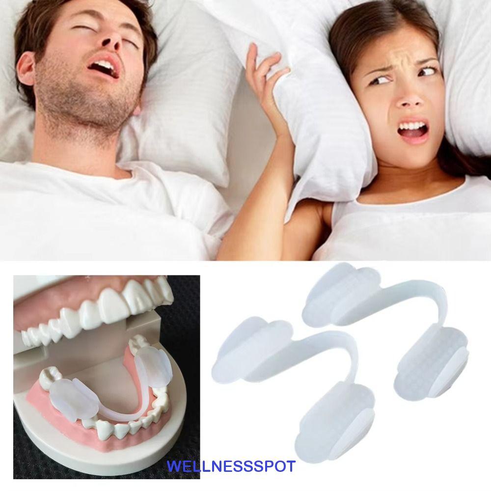 WELLNESSSPOT 2 ชิ้น Anti Snoring Mouthpiece ปรับสบาย Anti-Snoring Mouthpiece พร้อมกล่องเก็บปรับปรุง 