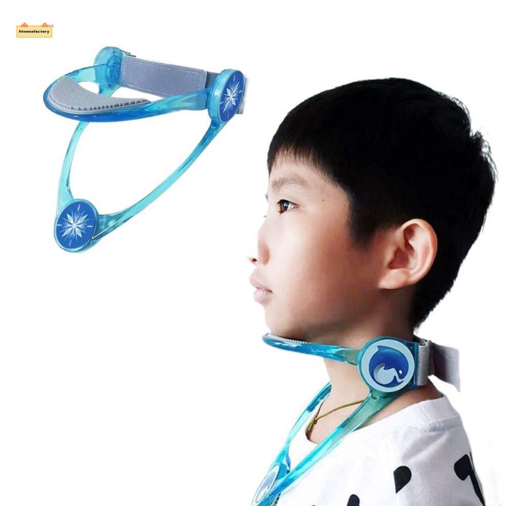 รั้งกระดูกสันหลังส่วนคอ FitnessFactory สีฟ้า, หมุนได้ 360 องศา TPU ลดอาการคอบิดและปรับท่าทางให้ถูกต้