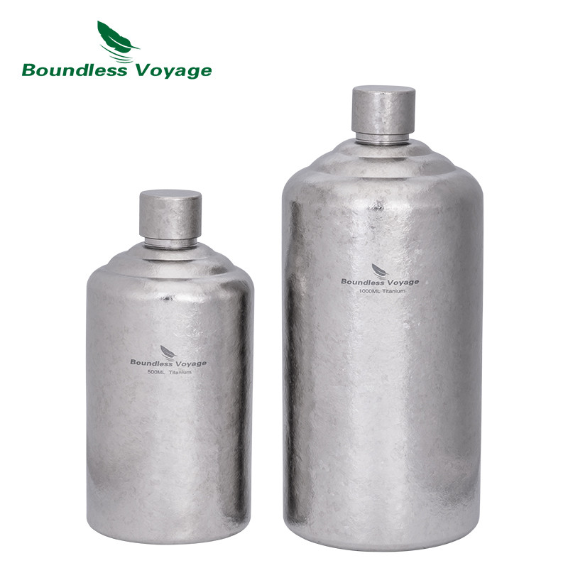 Boundless Voyage Titanium Flask 500ml/1000ml ขวด Leakproof แบบพกพาสุรา Spirit Flask สําหรับกลางแจ้งและการเดินทาง