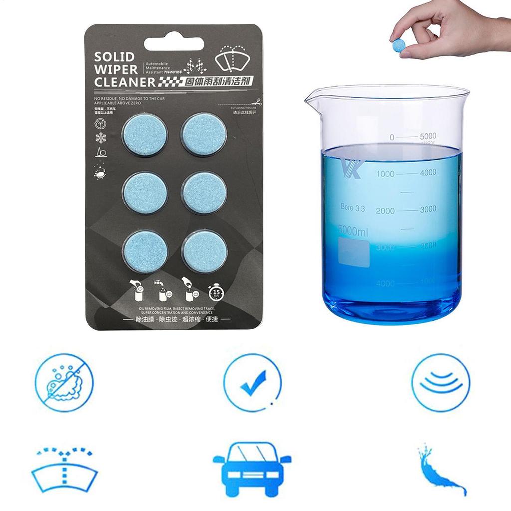 Car Wiper Fluid Tablets Windshield Wiper Fluid 6pcs Effervescent Wiper Tablet Washer Fluid Car Winds