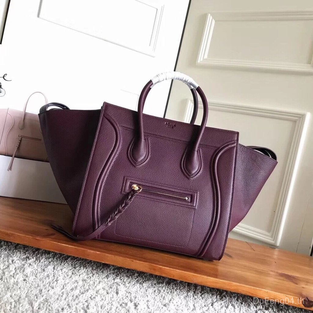 กระเป๋าถือ Celine Classic Phantom ลายลิ้นจี่ Burgundy สำหรับผู้หญิง