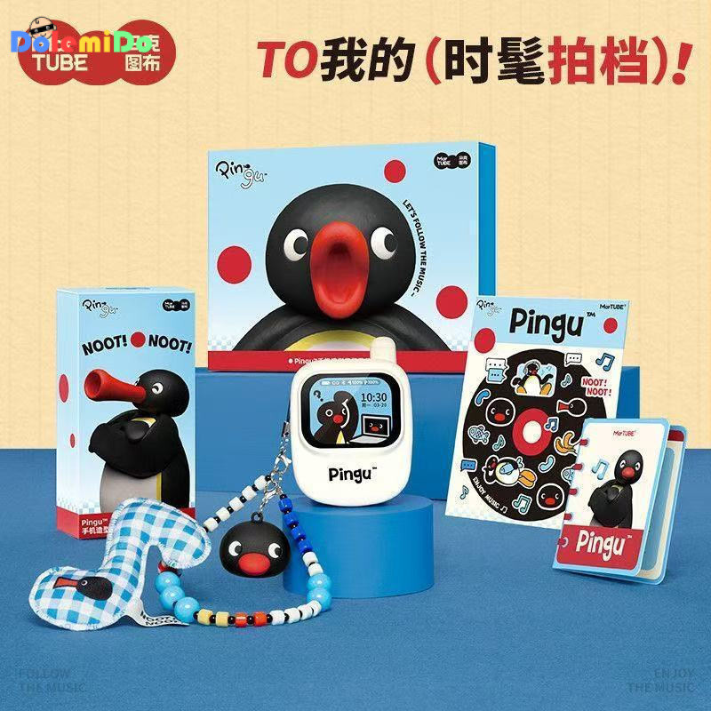 ของแท้ Mark รูปแบบผ้า Pingu Penguin หูฟัง Creative หน้าจอหูฟัง Multifunctional Penguin หูฟังชุด Crea