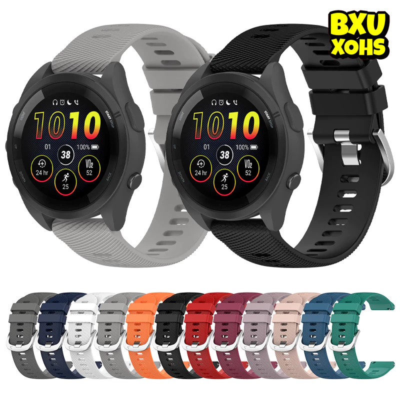 สายพานซิลิโคนขนาด 20 22มม. for Garmin Forerunner 165 55 158 570 42mm/vivoactive 5/Active /Bounce/VivoMove/Venu/approach